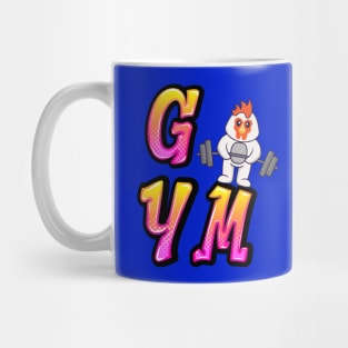 Rooster lifting weights - gym Mug